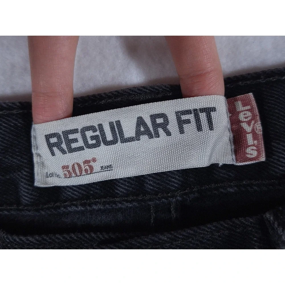 Levis 505 Regular Fit Black Jeans Straight Leg W33 L30 Mens Classic Denim Cotton